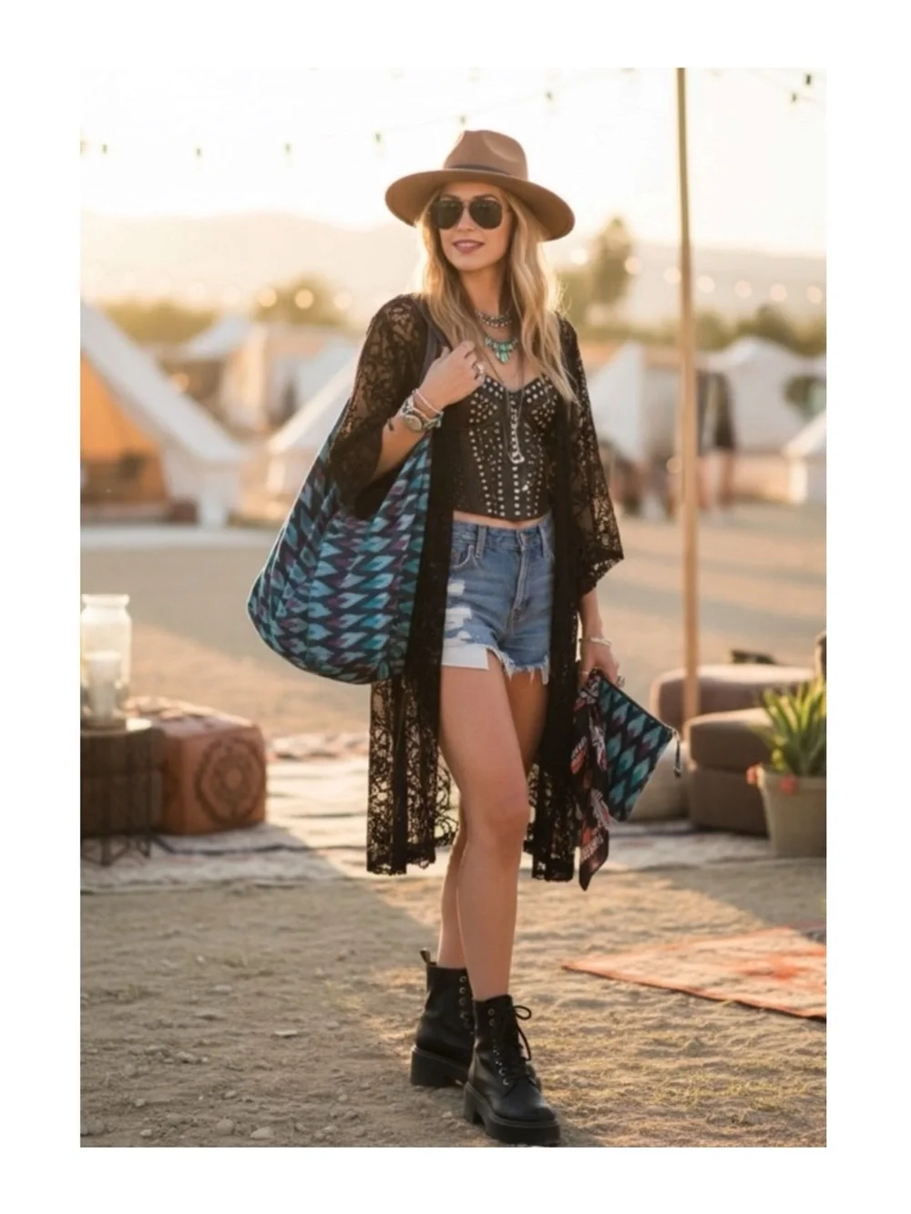 Y2K: Tylie Malibu 𖤹 Nomad Ikat Festival Sling Weekender Bag Handbag 𖤹 Teal Multi